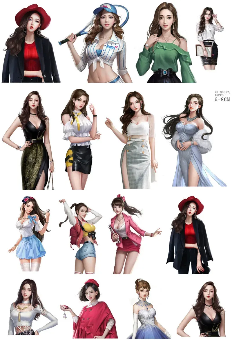 16pcs Street Fashion Boys Girls Scrapbooking DIY Craft Decor Journal Stickers