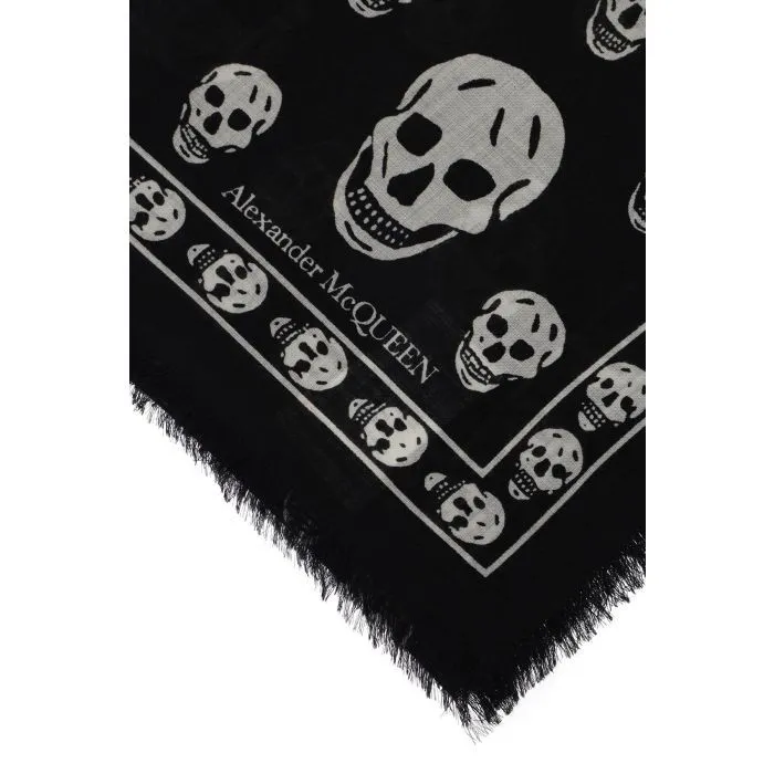 Alexander McQueen light wool skull scarf