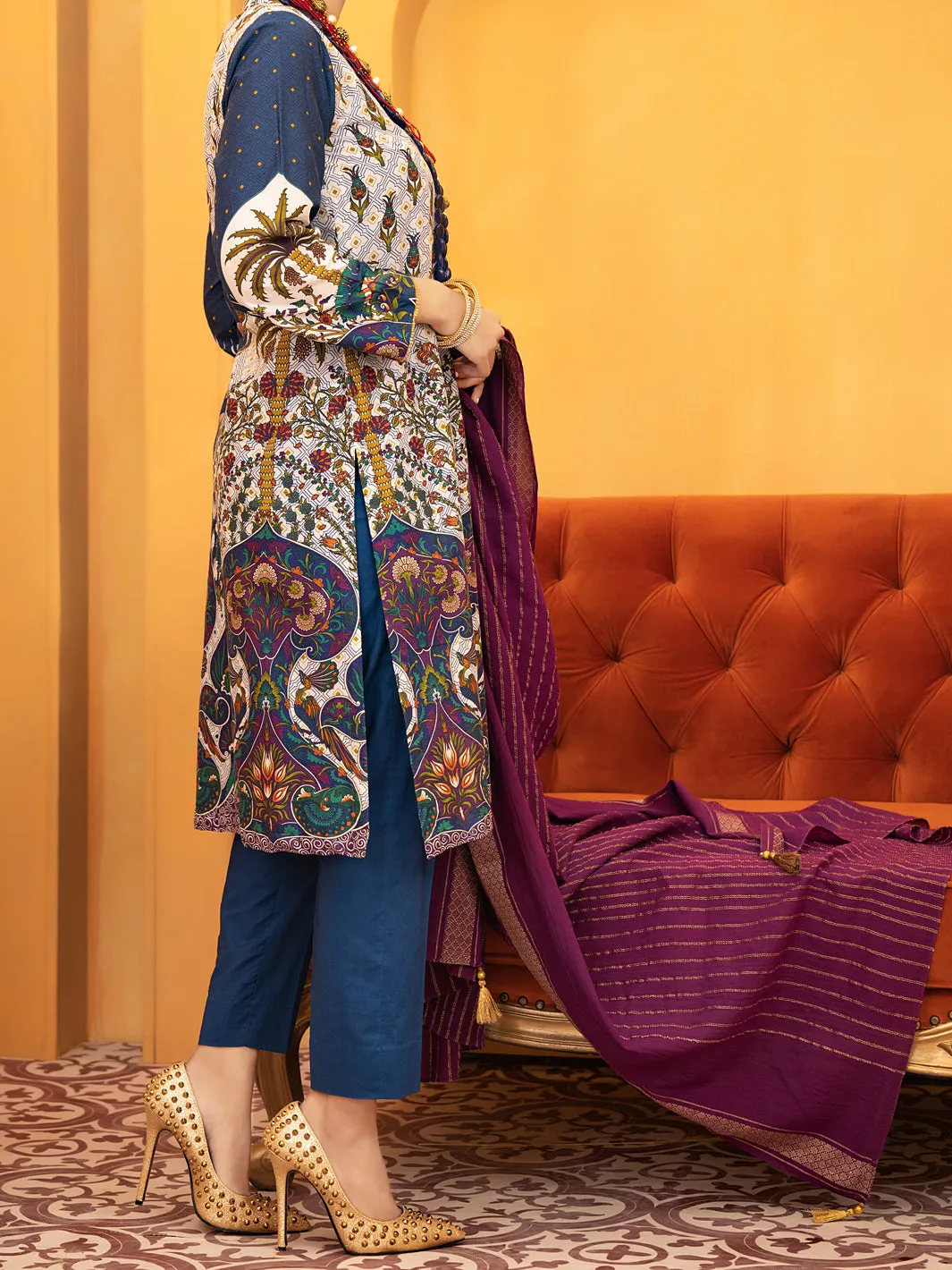 Blue Lawn 3 Piece Stitched - ALP-934