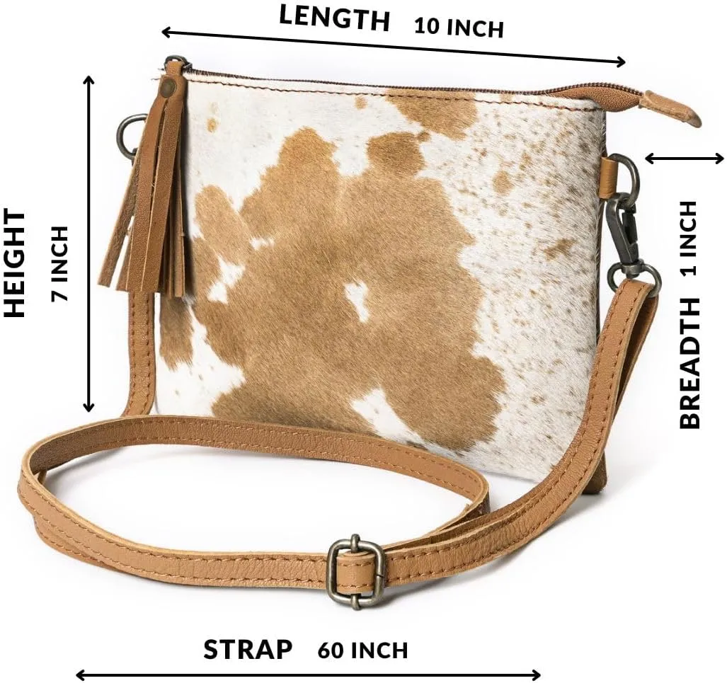 cowhide and hair on Pouch bag Genuine cowhide hair on small crossbody Bag with adjustable detachable strap