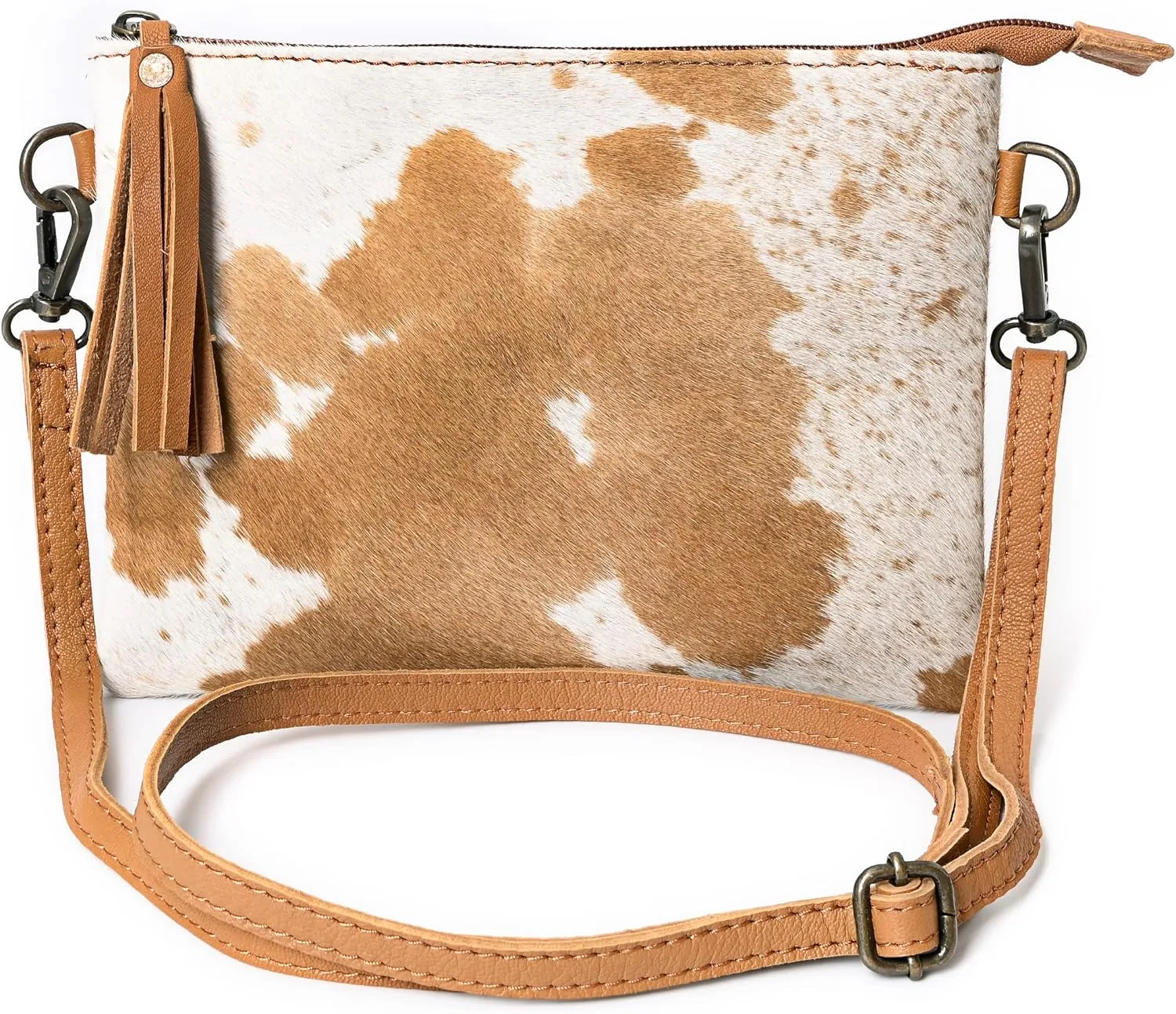 cowhide and hair on Pouch bag Genuine cowhide hair on small crossbody Bag with adjustable detachable strap