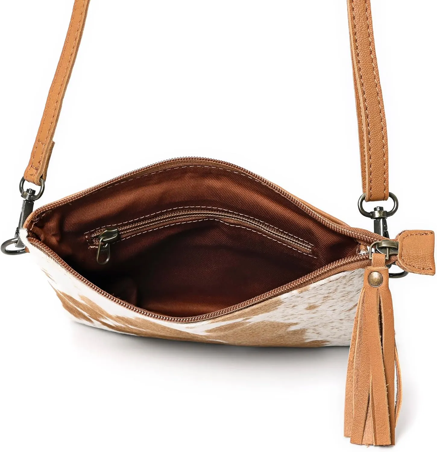 cowhide and hair on Pouch bag Genuine cowhide hair on small crossbody Bag with adjustable detachable strap