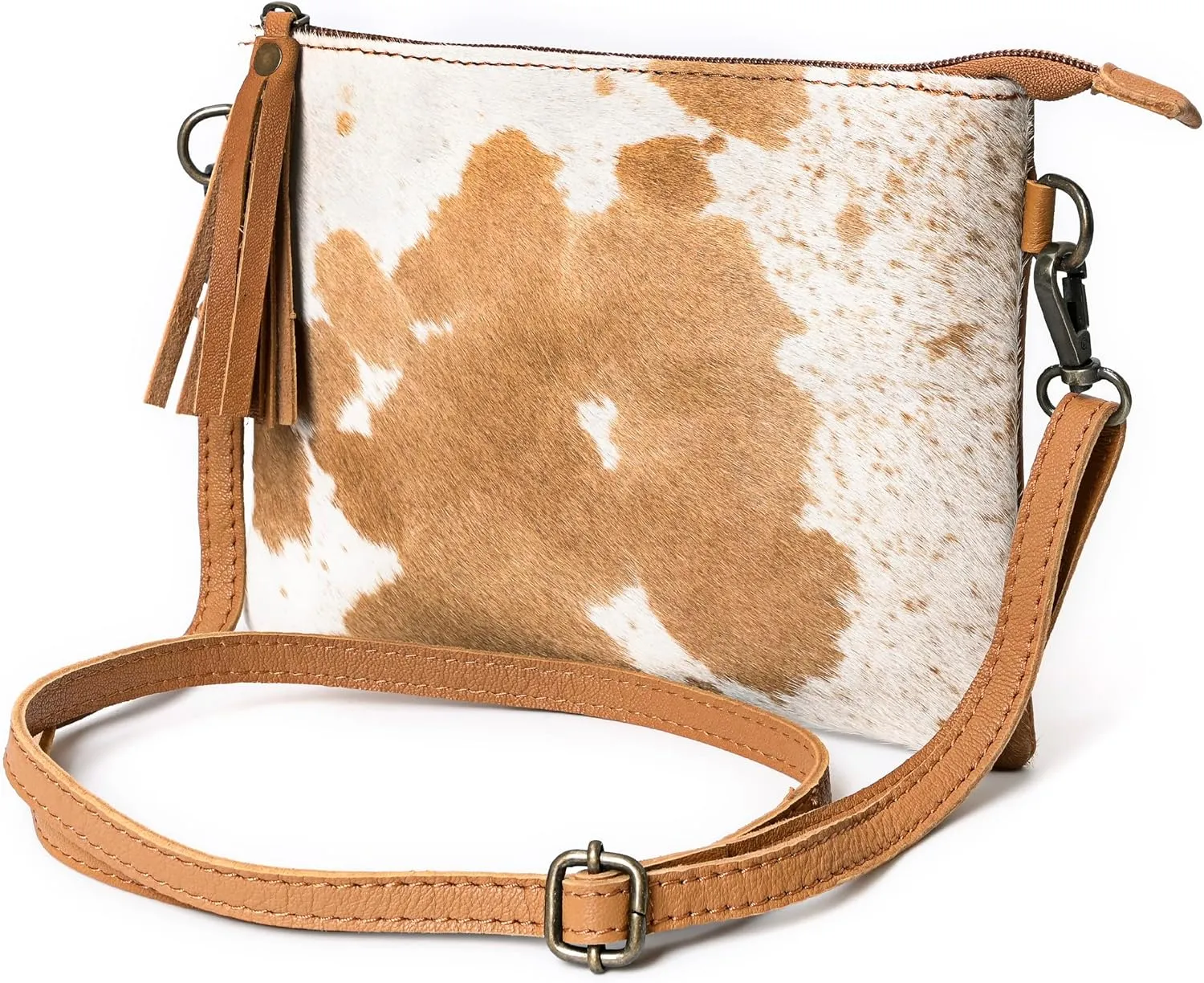 cowhide and hair on Pouch bag Genuine cowhide hair on small crossbody Bag with adjustable detachable strap