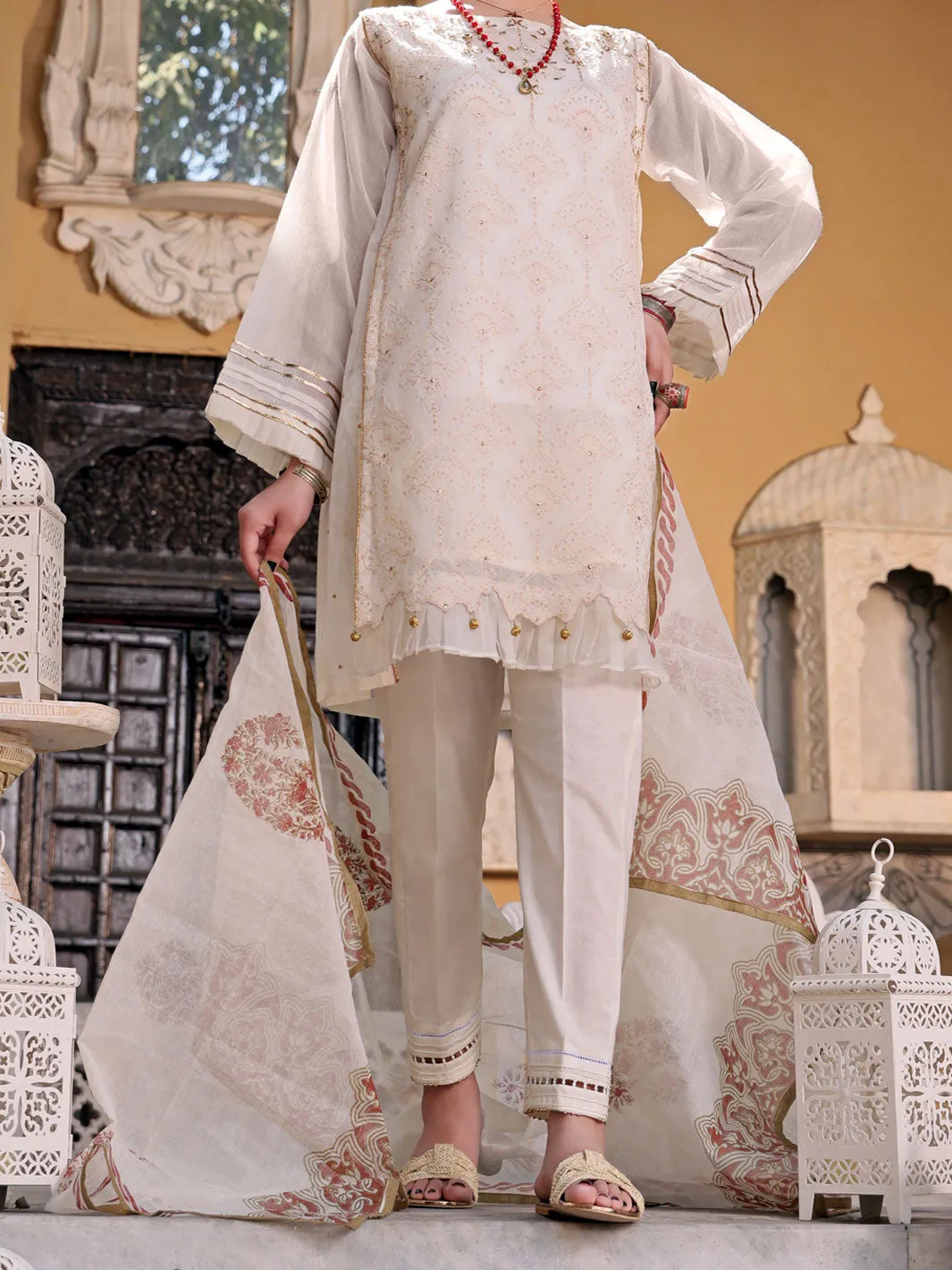 Cream Khaddi 3 Piece Stitched - ALP-3PS-1076/S