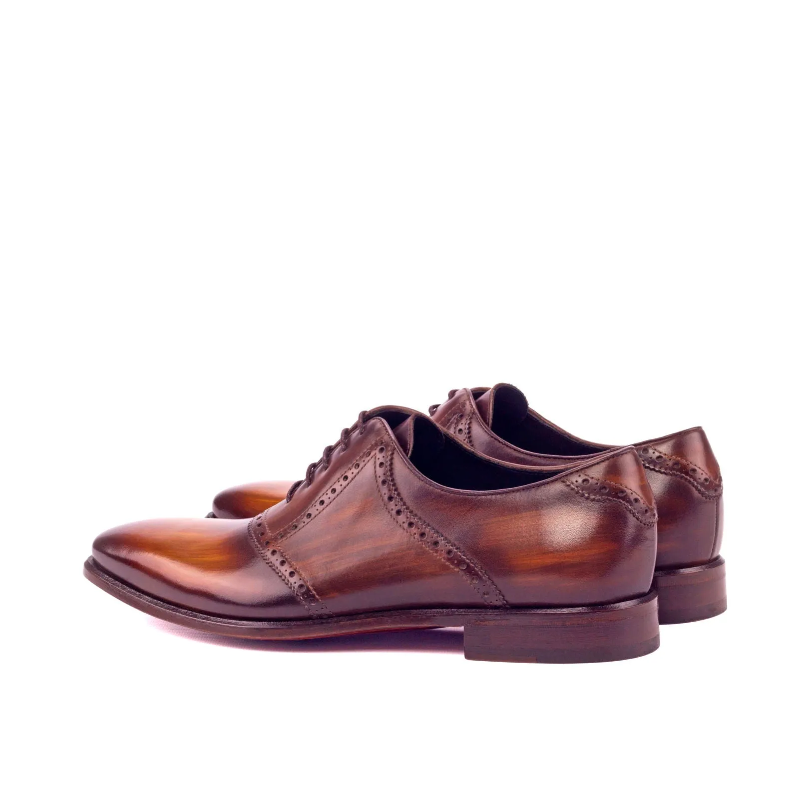 DapperFam Fabrizio in Cognac / Brown Men's Hand-Painted Patina Saddle