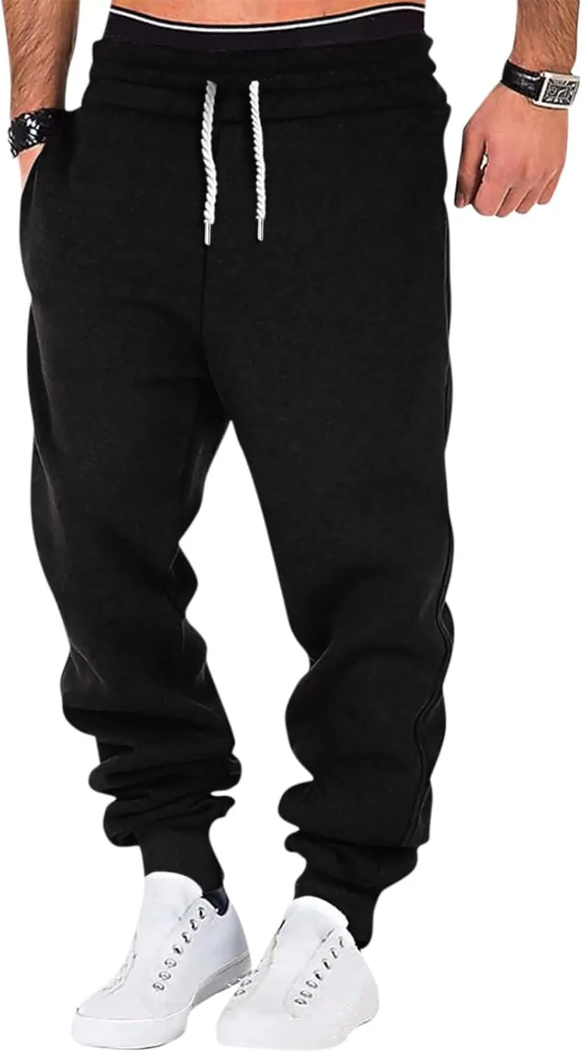 Golf Joggers Pants Men Mens Joggers with Pockets Drawstring Elastic Waist Baggy Gym Cotton Sweatpants Lightweight Big and Tall Sweat Pants Cotton Sweatpants for Men Mens Jogger Pants Black