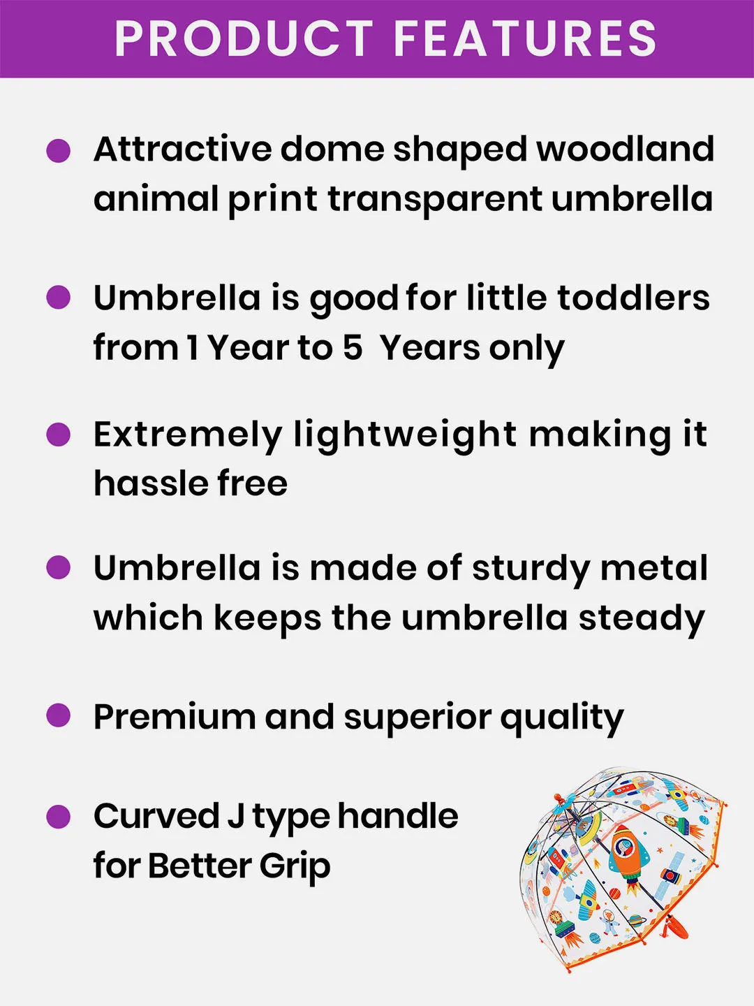 Little Surprise Box Dome Style Transparent Umbrella for Kids