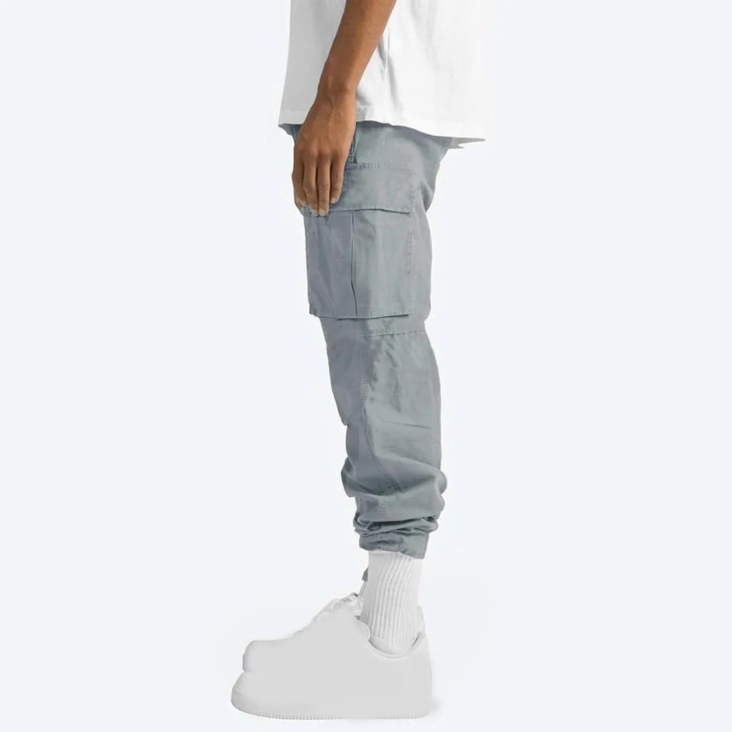 Men Cargo Sweatpants Loose Casual Work Pants Joggers Open Bottom Drawstring Cargos Athletic Cotton Straight Sweat Pant