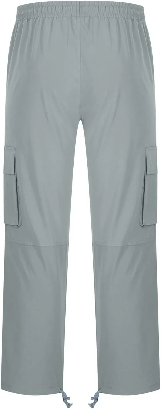 Men Cargo Sweatpants Loose Casual Work Pants Joggers Open Bottom Drawstring Cargos Athletic Cotton Straight Sweat Pant