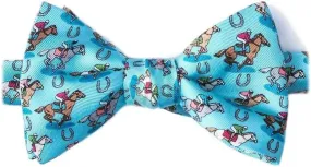 Men's 100% Silk Pony Up Horse Racing Kentucky Derby Day Butterfly Bow Tie