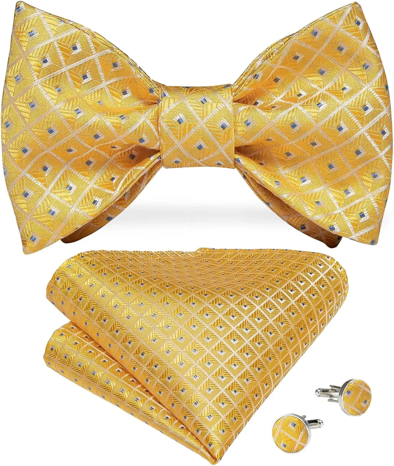 Men's Bow Tie Self Tie Silk Bowties Fashion Wedding Party Paisley Bowknot Tie Set Hanky Cufflink