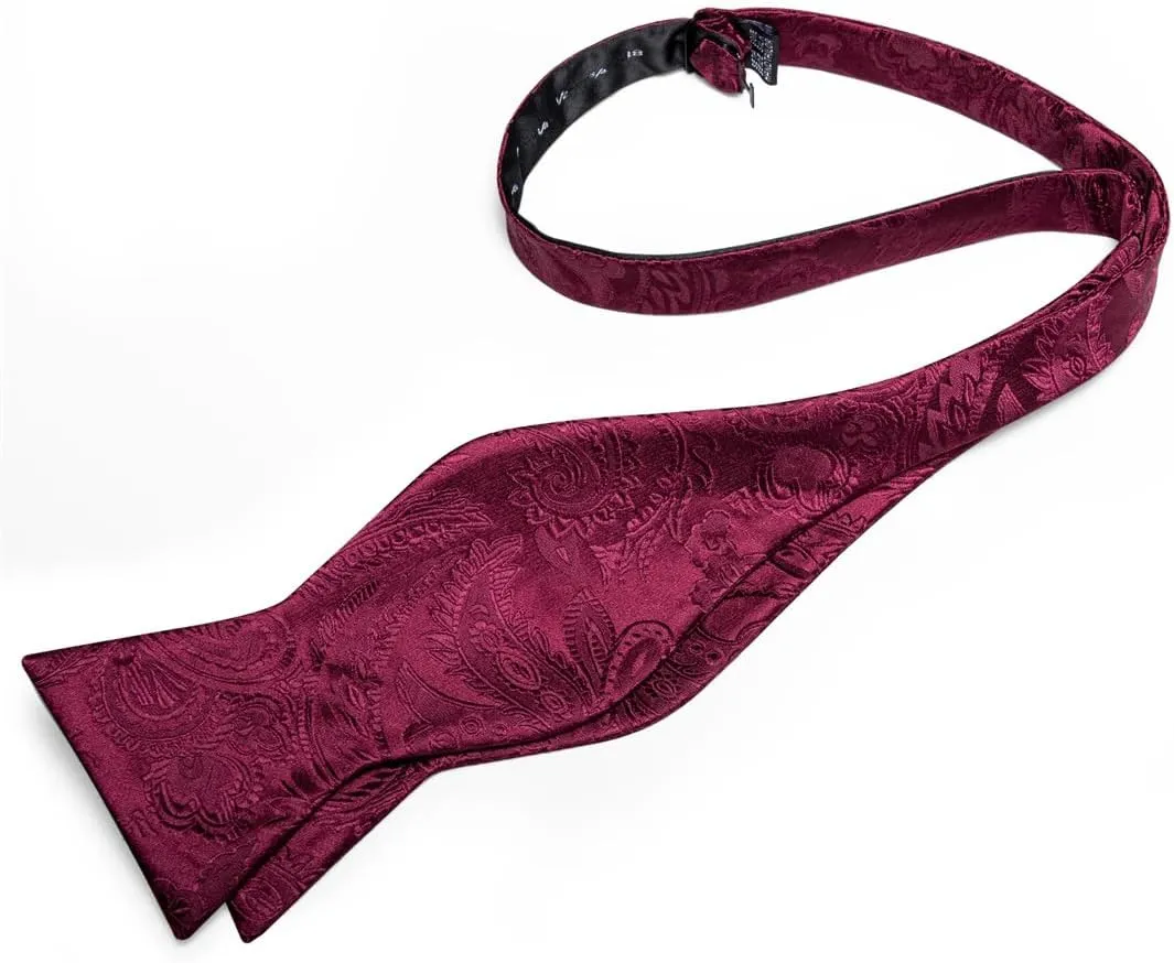 Men's Bow Tie Self Tie Silk Bowties Fashion Wedding Party Paisley Bowknot Tie Set Hanky Cufflink