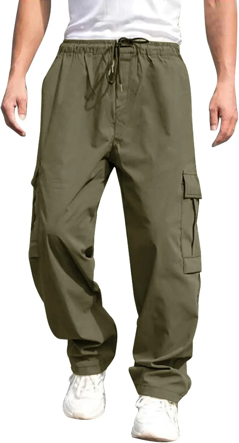 Men's Cargo Pants with Pockets Pants Casual Joggers Athletic Cotton Loose Straight Sweatpants Work, S-3XL