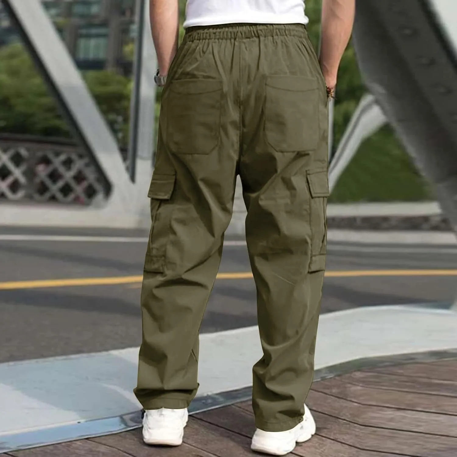 Men's Cargo Pants with Pockets Pants Casual Joggers Athletic Cotton Loose Straight Sweatpants Work, S-3XL