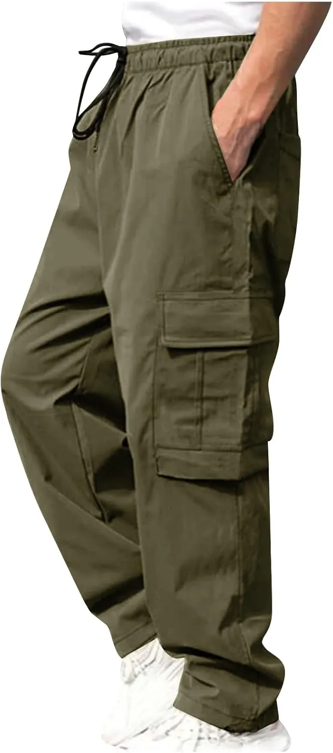 Men's Cargo Pants with Pockets Pants Casual Joggers Athletic Cotton Loose Straight Sweatpants Work, S-3XL