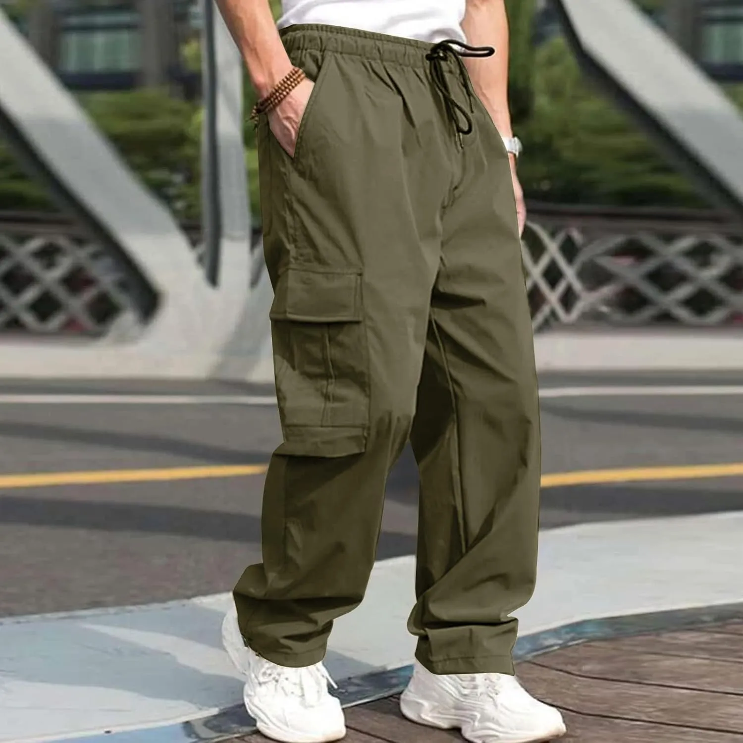 Men's Cargo Pants with Pockets Pants Casual Joggers Athletic Cotton Loose Straight Sweatpants Work, S-3XL