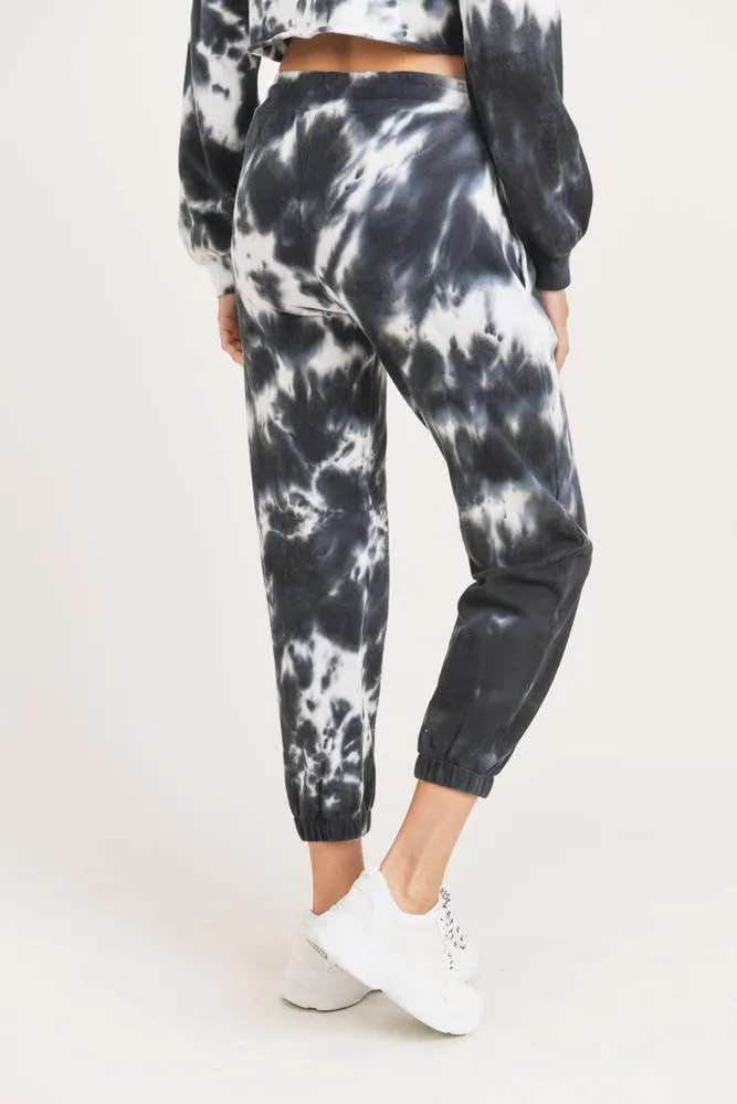 Mono B Tie-Dye Cotton Terry Joggers with Cuffed Ankles