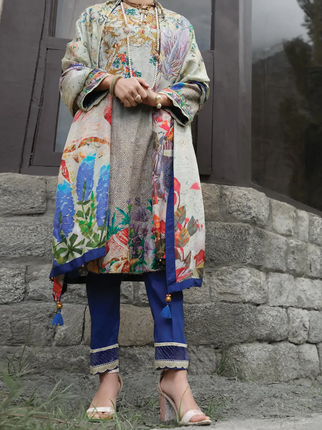 Natural Khaddar 3 Piece Stitched - AWP-207