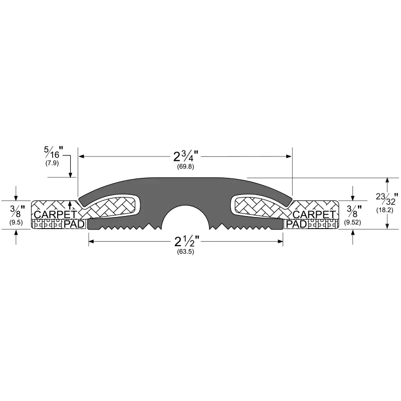Pemko EV232BL ECO-V Vinyl Threshold 2 3/4" Width, 23/32" Height, Black