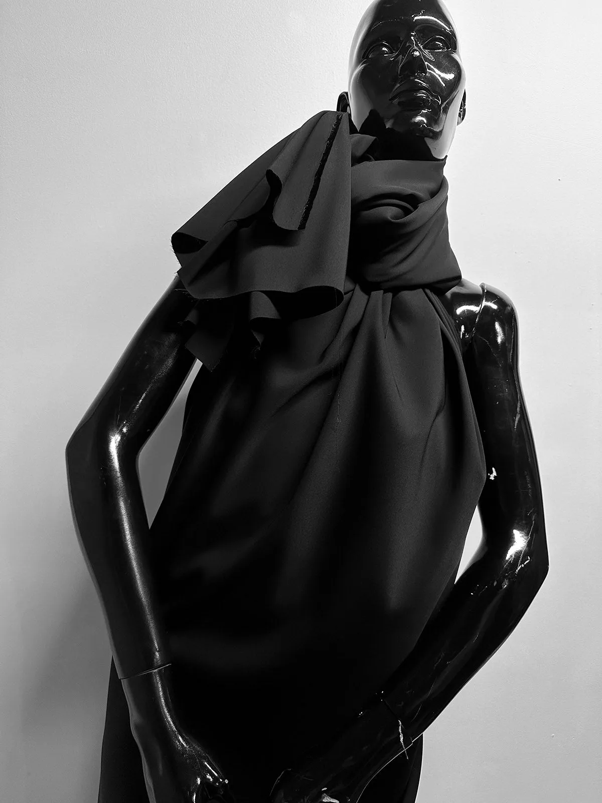 Perfect Black Sateen Stretch Suiting