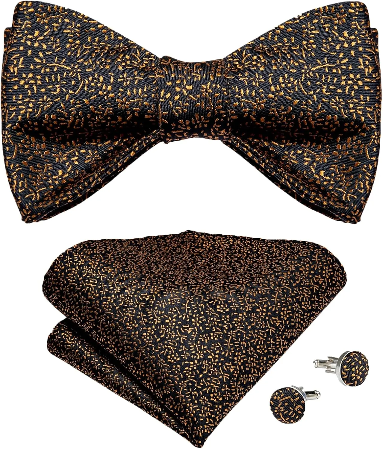 Self Tie Bow Tie Handkerchief Cufflinks Set Fashion Men's Silk Bowties Bowknot Formal Wedding Party Cravat