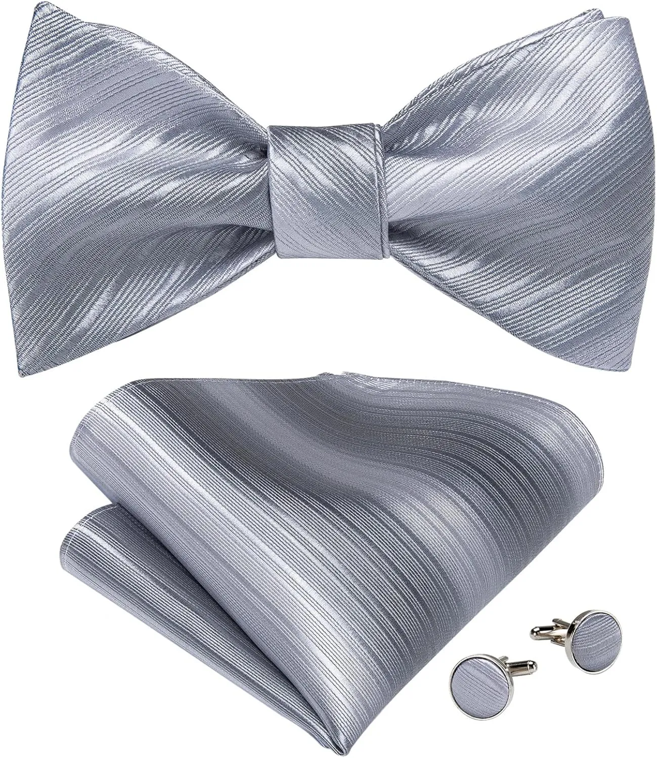Self Tie Bow Tie Handkerchief Cufflinks Set Fashion Men's Silk Bowties Bowknot Formal Wedding Party Cravat