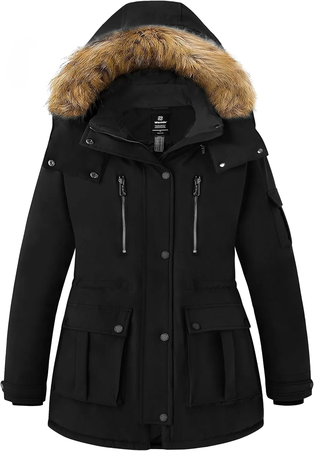 wantdo Women's Plus Size Winter Coat Puffer Jacket Warm Thicken Parka Overcoat with Removable Hood