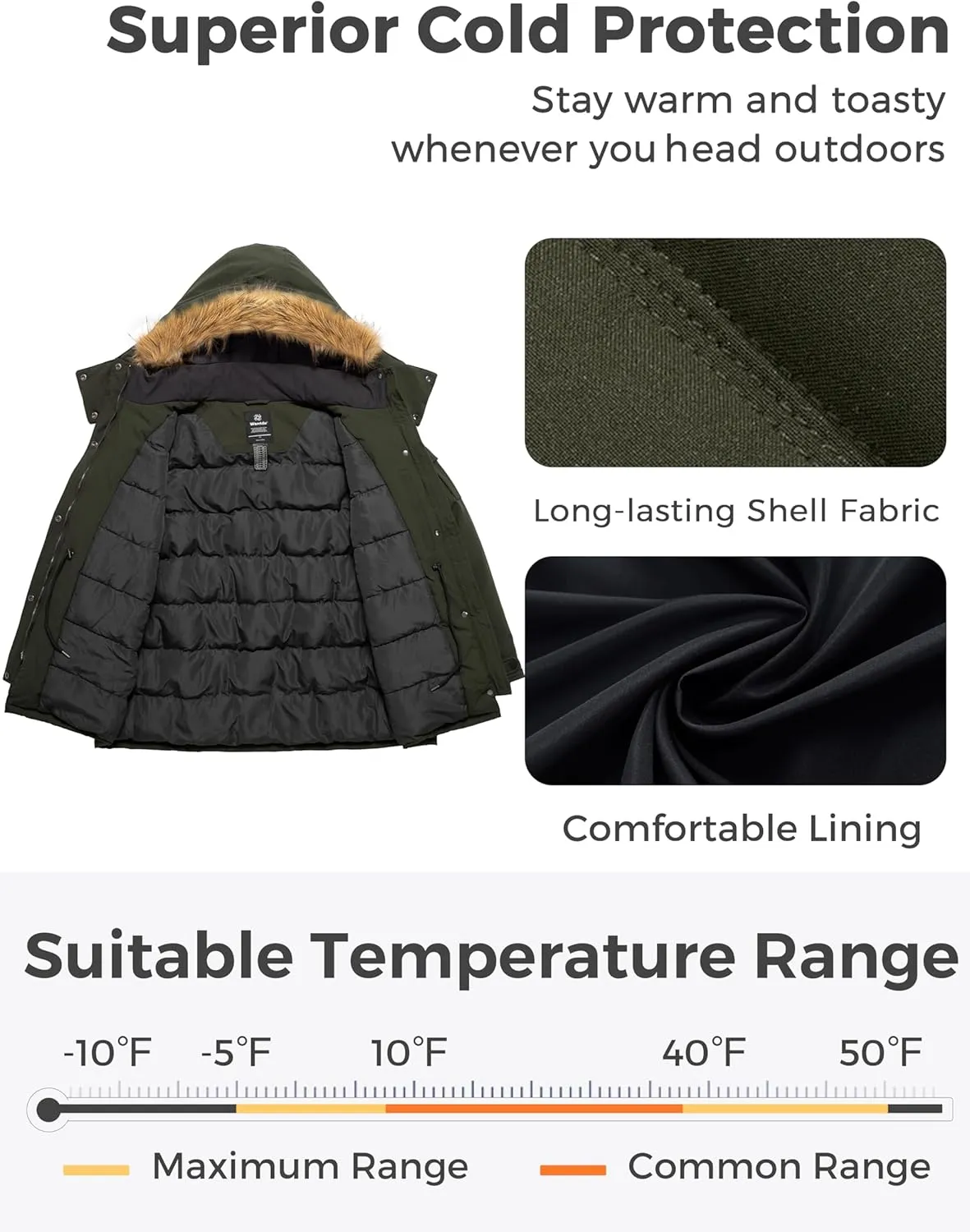 wantdo Women's Plus Size Winter Coat Puffer Jacket Warm Thicken Parka Overcoat with Removable Hood