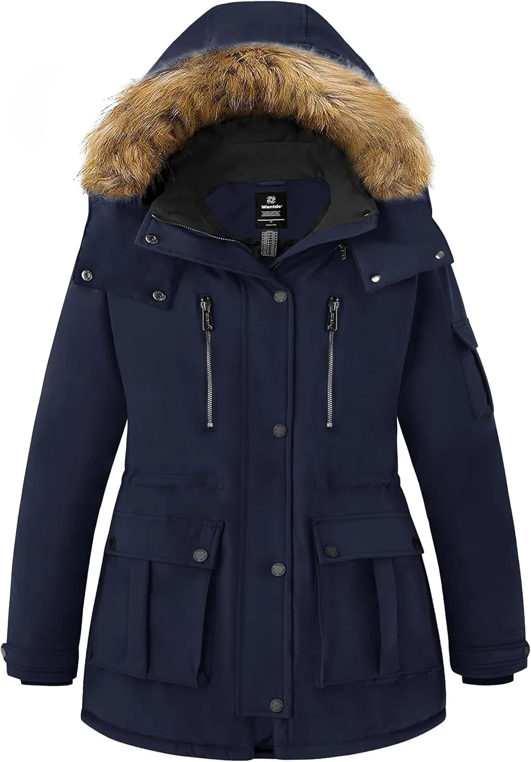 wantdo Women's Plus Size Winter Coat Puffer Jacket Warm Thicken Parka Overcoat with Removable Hood