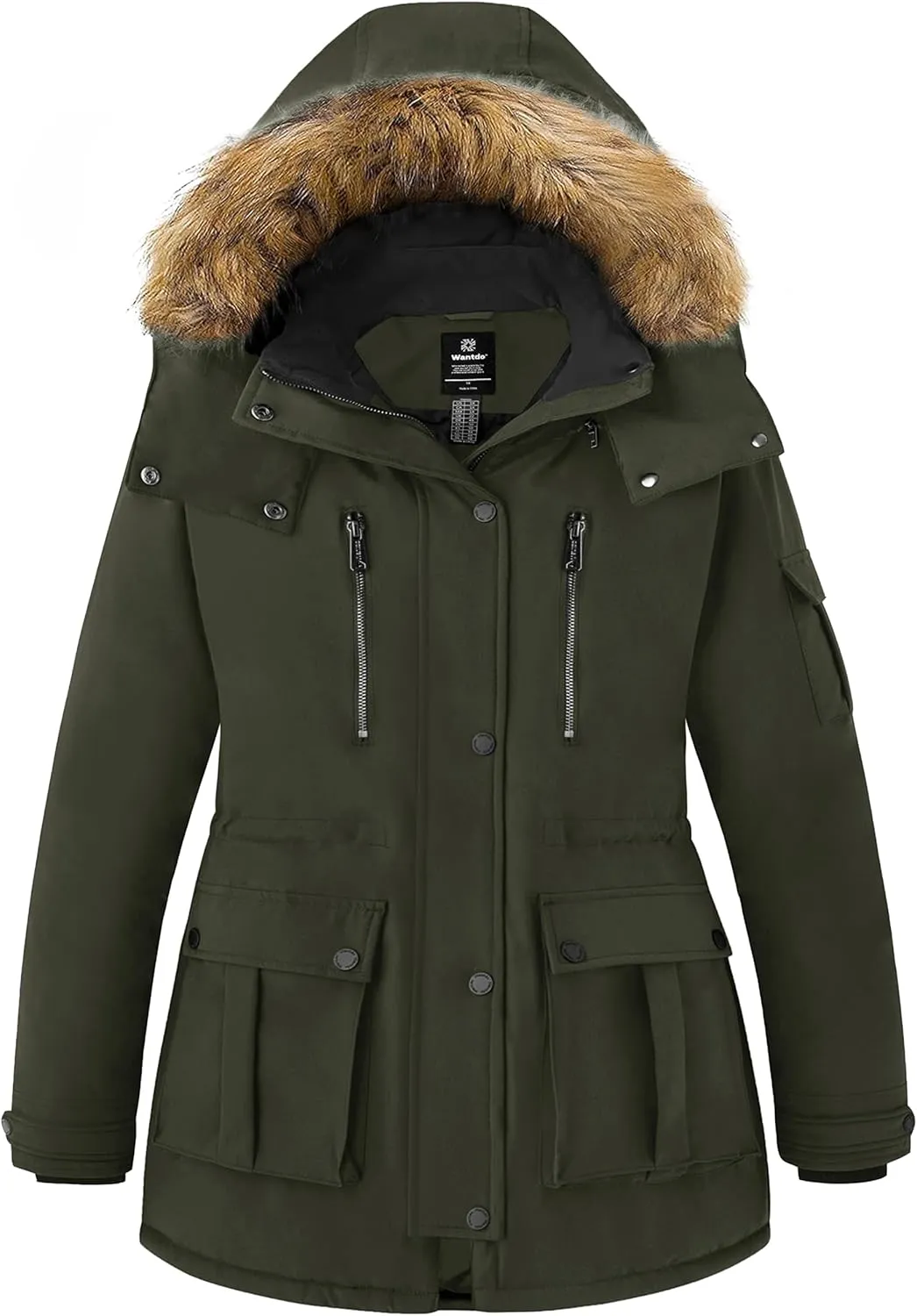 wantdo Women's Plus Size Winter Coat Puffer Jacket Warm Thicken Parka Overcoat with Removable Hood