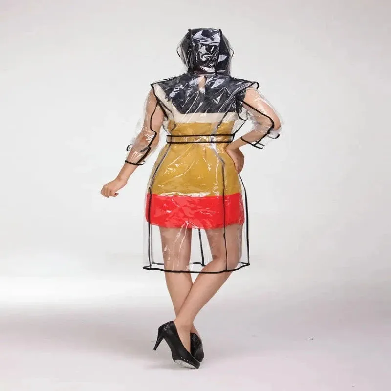 Women's Waterproof EVA Transparent With Belt Long Raincoat