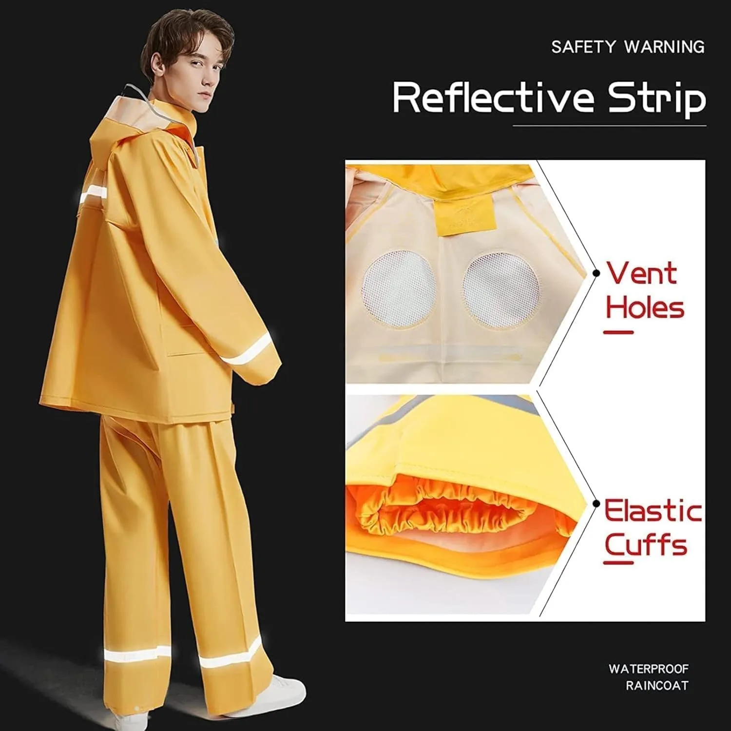 Work Raincoat Men's Raincoats, Women's Raincoats, Waterproof, Breathable, Safe, Reflective Raincoats and Pants, Work, Fishing, Cycling(X-Large)