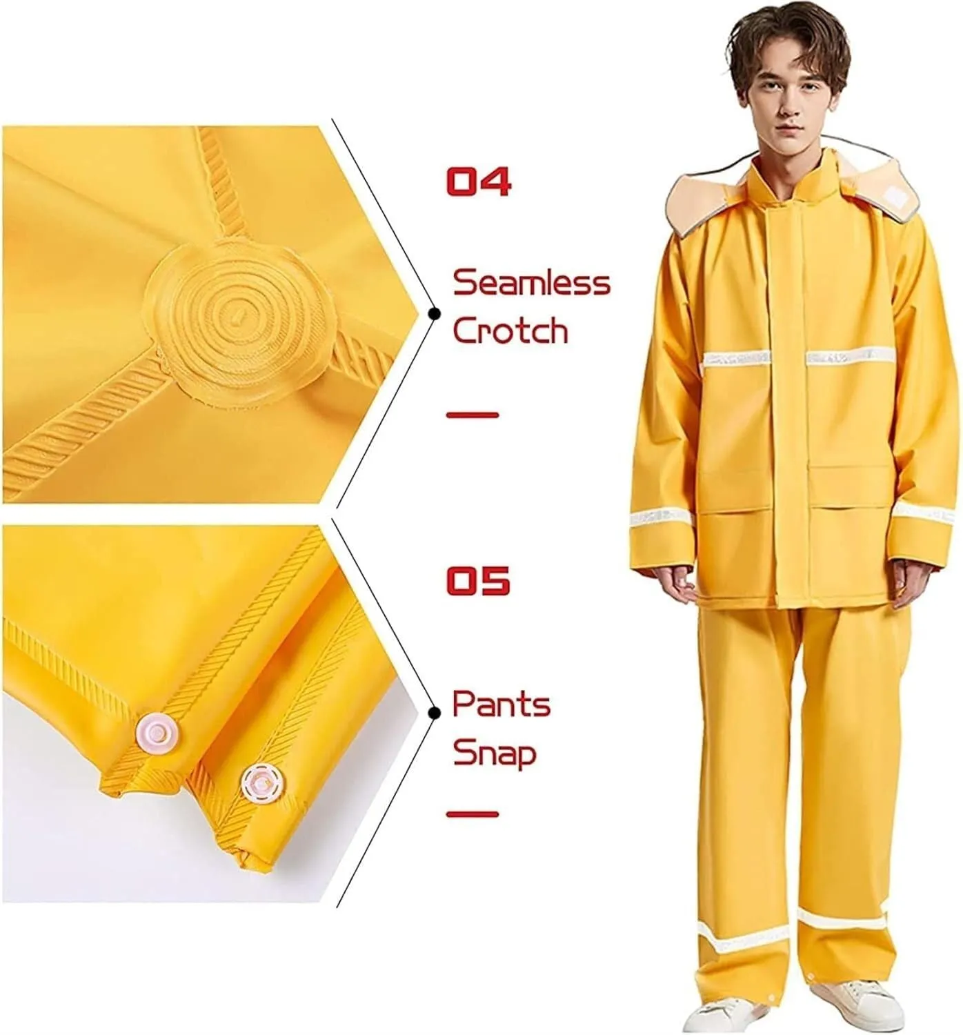 Work Raincoat Men's Raincoats, Women's Raincoats, Waterproof, Breathable, Safe, Reflective Raincoats and Pants, Work, Fishing, Cycling(X-Large)