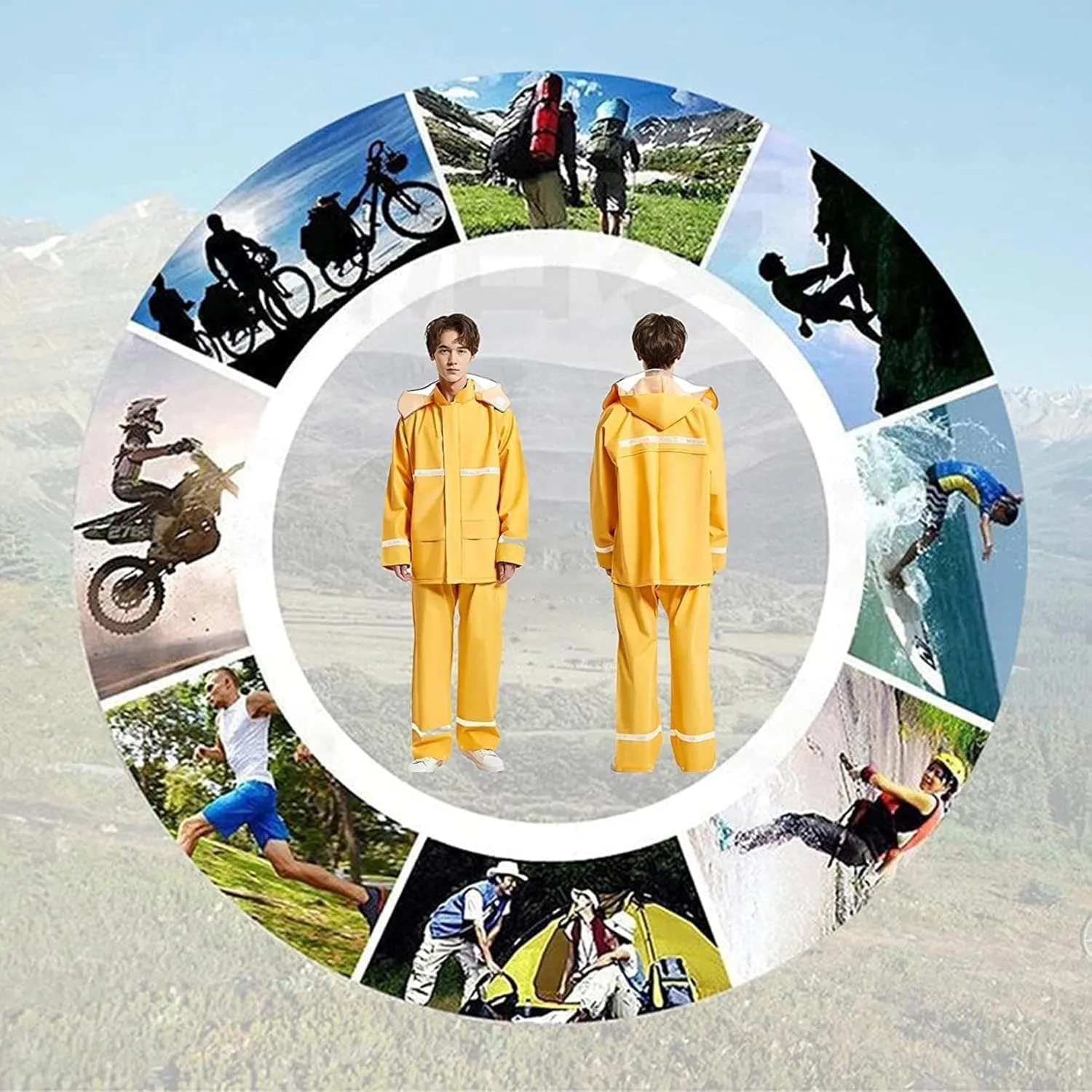 Work Raincoat Men's Raincoats, Women's Raincoats, Waterproof, Breathable, Safe, Reflective Raincoats and Pants, Work, Fishing, Cycling(X-Large)