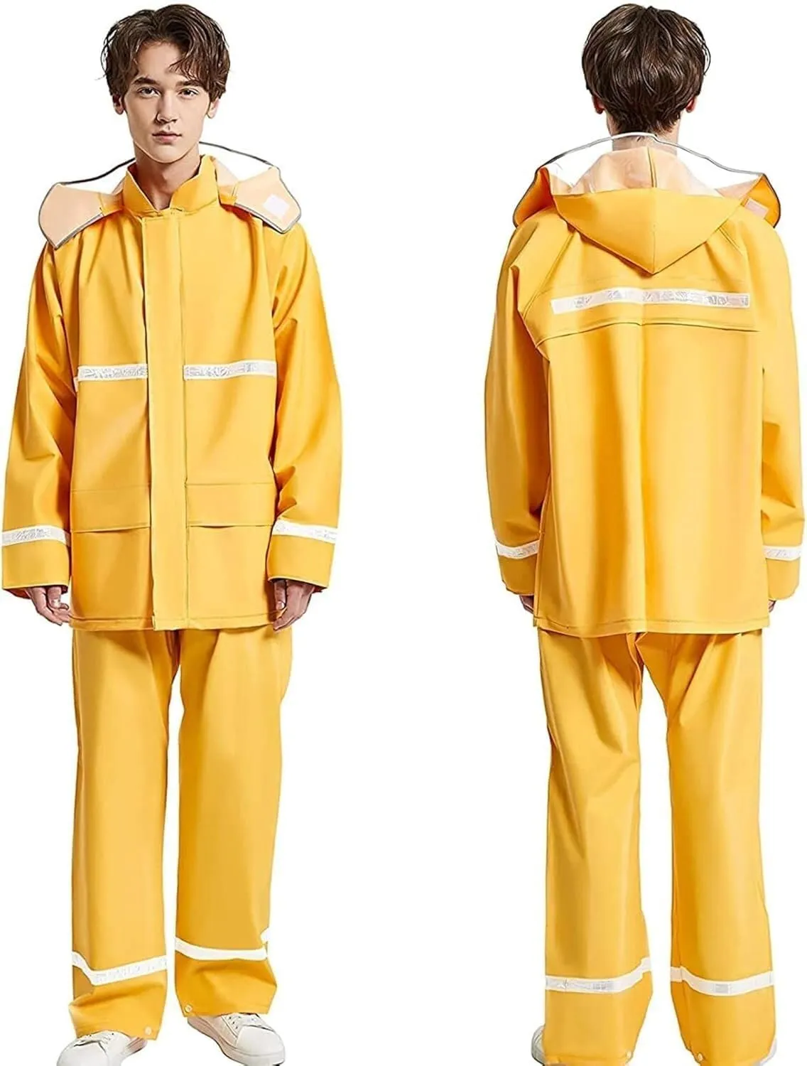 Work Raincoat Men's Raincoats, Women's Raincoats, Waterproof, Breathable, Safe, Reflective Raincoats and Pants, Work, Fishing, Cycling(X-Large)